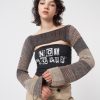 Minga London Fusion Brown Patchwork Knitted Shrug | Knitwear