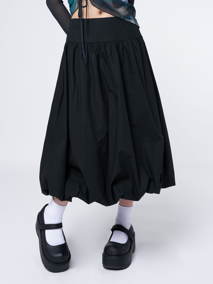 Minga London Suya Black Bubble Midi Skirt | Bottoms