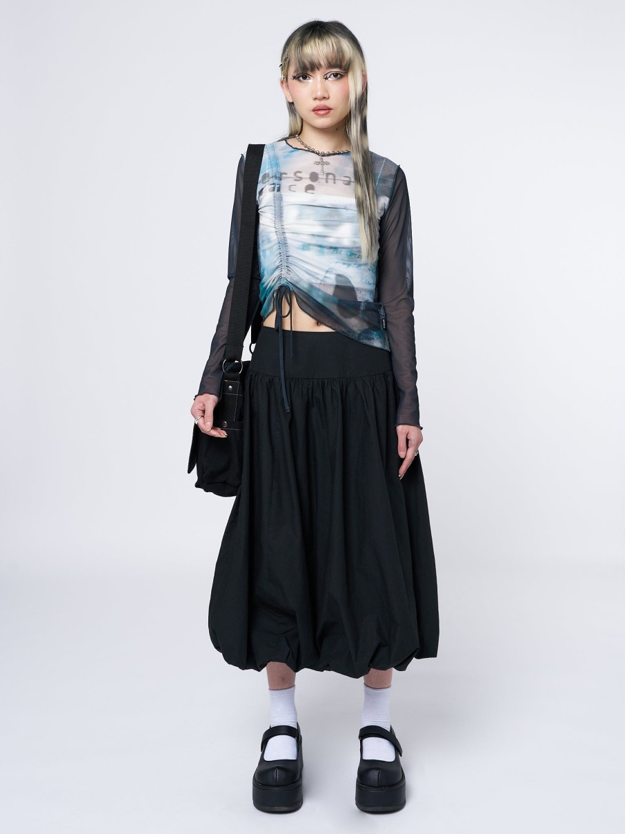 Minga London Suya Black Bubble Midi Skirt | Bottoms