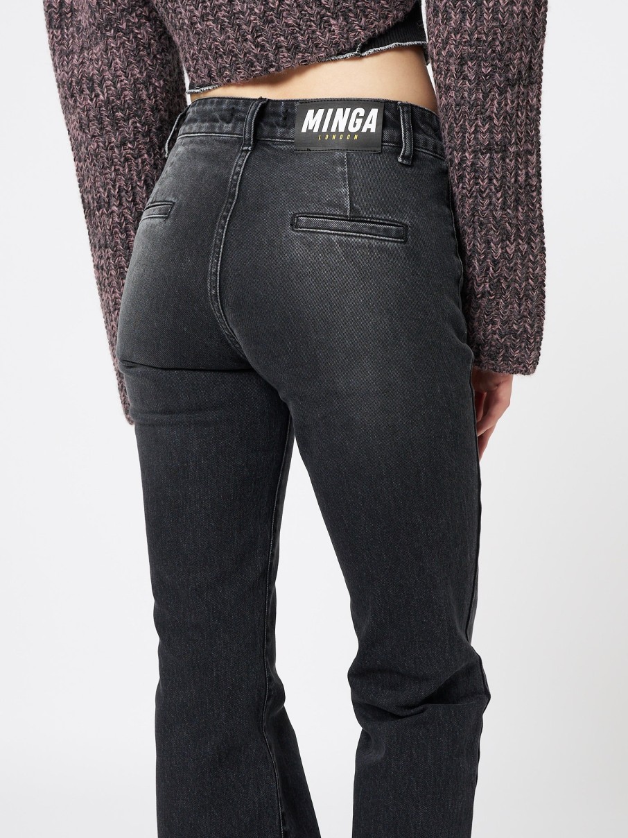 Minga London Jade Black Front Pocket Flare Jeans | Bottoms