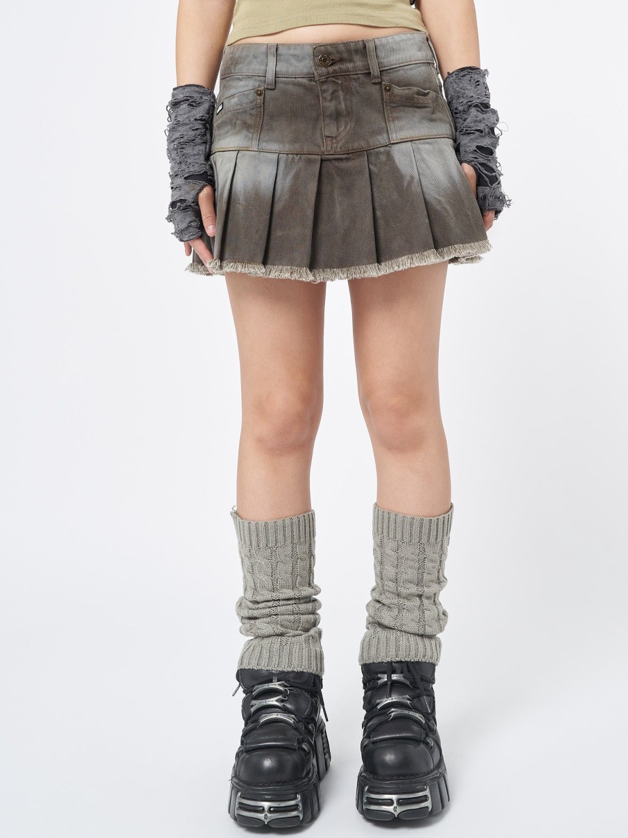 Minga London Nya Brown Pleated Mini Skirt | Bottoms