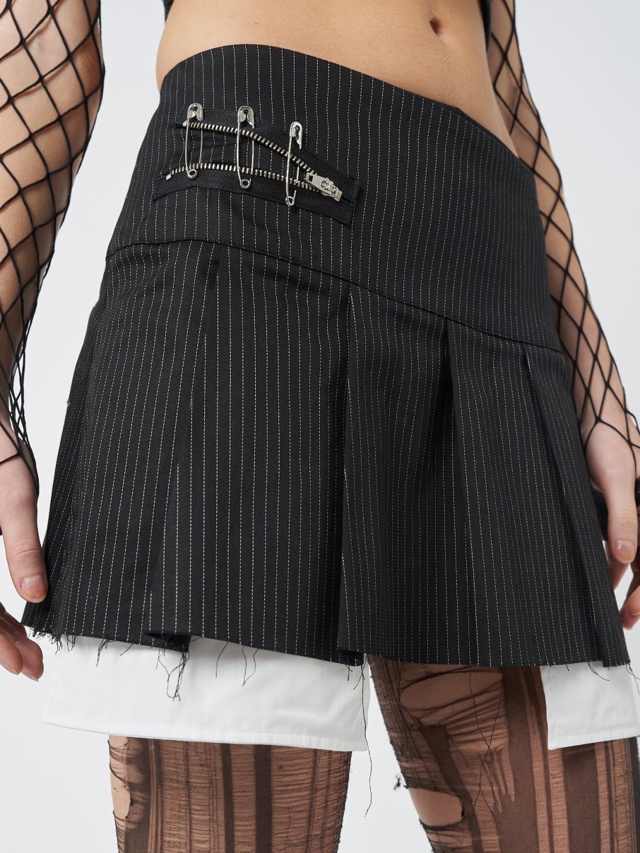 Minga London Judy Pinstripe Pleated Mini Skirt | Bottoms