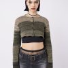 Minga London Drea Green Extreme Cropped Cardigan | Knitwear