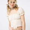 Minga London Aurora Cream Milkmaid Lace Up Top | Tops & T-Shirts