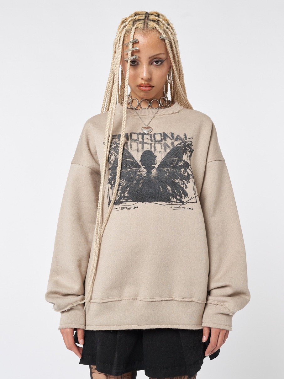 Minga London Emotional Fairy Beige Sweatshirt | Sweaters & Hoodies