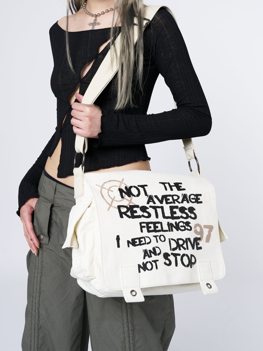 Minga London Non Stop White Canvas Messenger Bag | Accessories