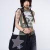 Minga London Super Star Black Canvas Messenger Bag | Accessories