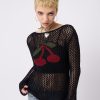 Minga London Cerise Open Knit Jumper | Knitwear