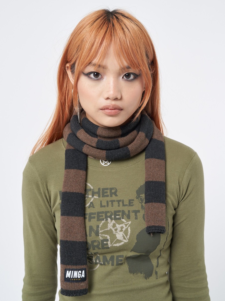 Minga London Umber Stripes Knitted Scarf | Accessories