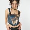 Minga London Arieta Black Velvet Corset Crop Top | Tops & T-Shirts