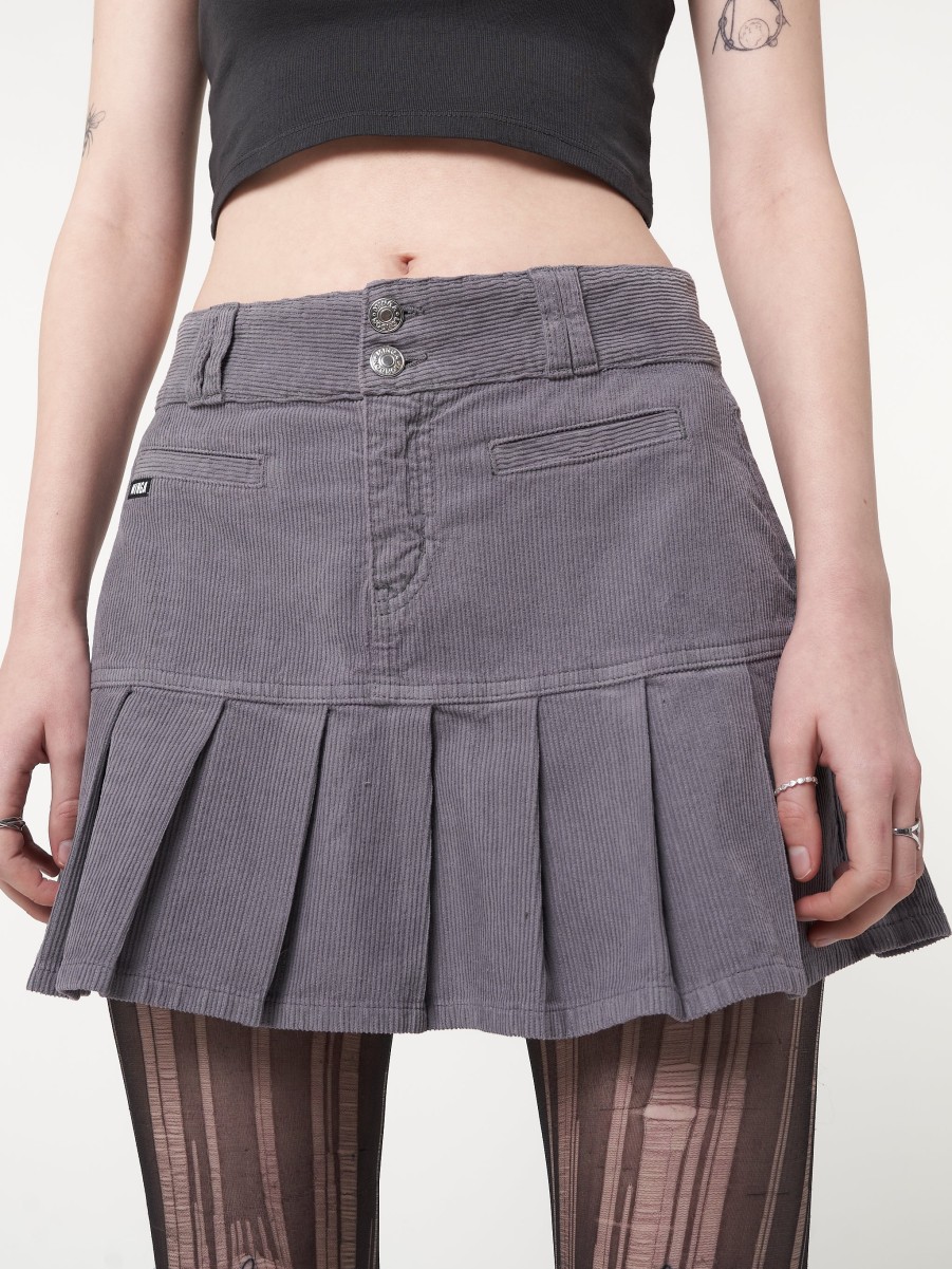 Minga London Grey Corduroy Pleated Mini Skirt | Bottoms