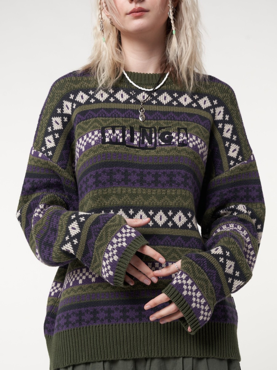 Minga London Aspen Jacquard Knit Jumper | Knitwear