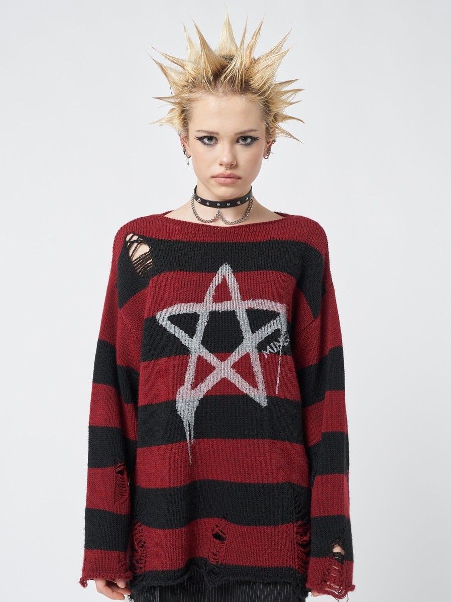 Minga London Pentagram Star Striped Knit Jumper | Sweaters & Hoodies