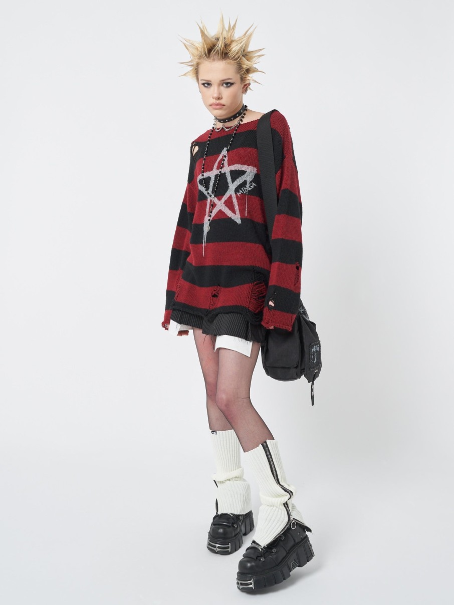 Minga London Pentagram Star Striped Knit Jumper | Sweaters & Hoodies