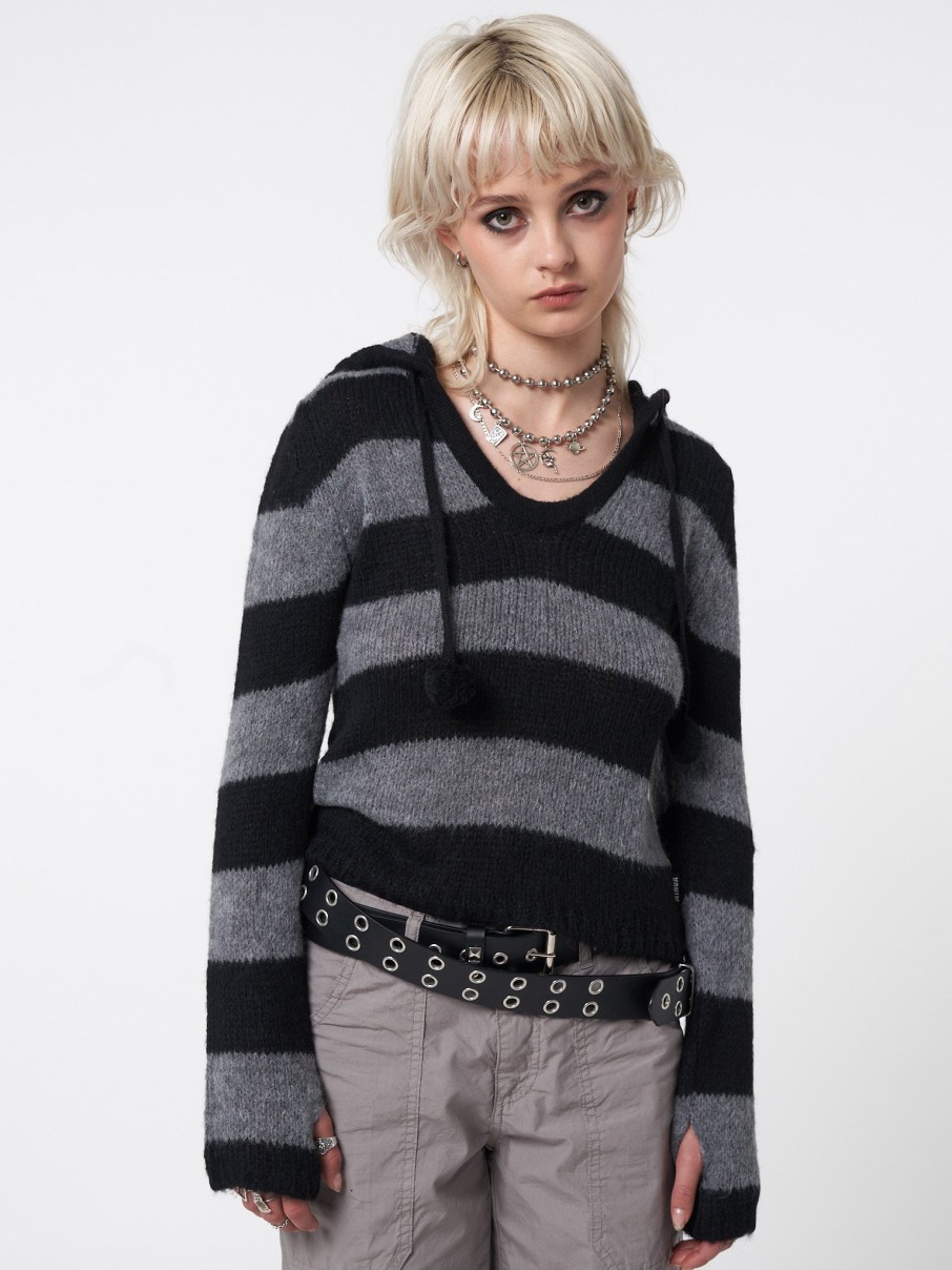 Minga London Smoke Stripes Knitted Hoodie | Knitwear