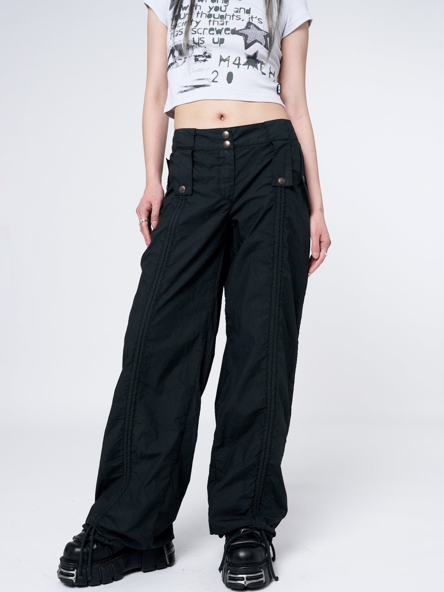 Minga London Bea Black Ruched Front Pants | Bottoms