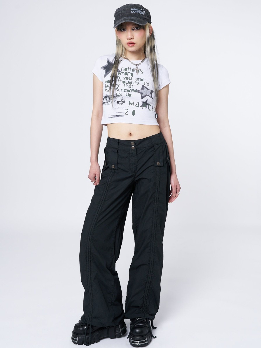 Minga London Bea Black Ruched Front Pants | Bottoms