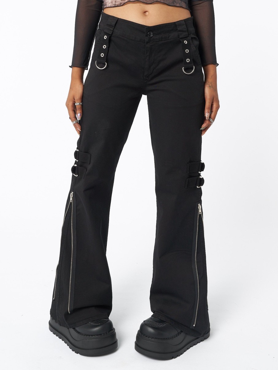 Minga London Black Rave Zip Pants | Bottoms