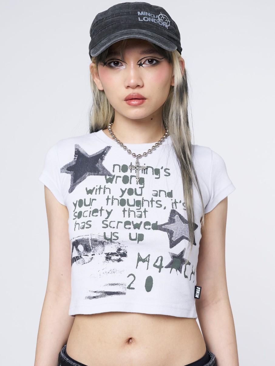 Minga London Society Star Graphic Baby Tee | Tops & T-Shirts