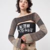 Minga London Fusion Brown Patchwork Knitted Shrug | Tops & T-Shirts