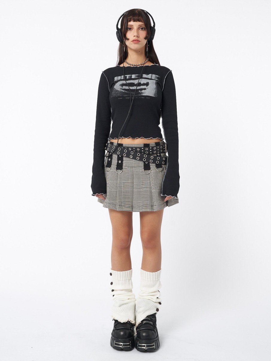 Minga London Bite Me Black Rib Top | Tops & T-Shirts