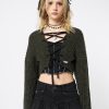 Minga London Arabella Green Knitted Lace Up Cardigan | Jackets & Cardigans