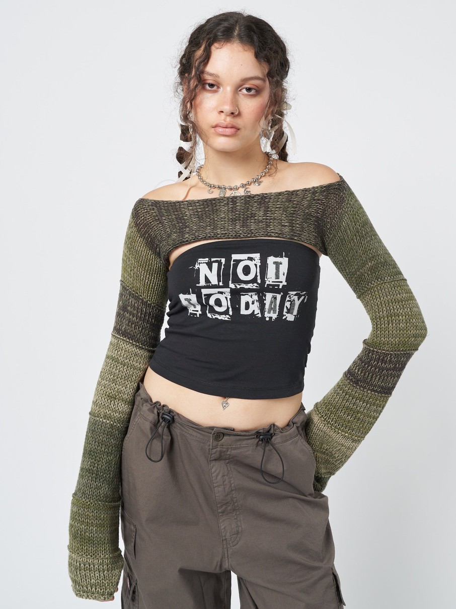 Minga London Fusion Green Patchwork Knitted Shrug | Tops & T-Shirts