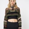 Minga London Giselle Green Extreme Crop Knit Sweater | Knitwear