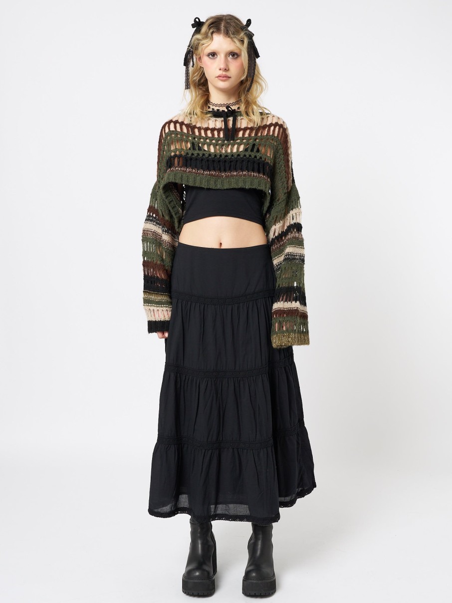 Minga London Giselle Green Extreme Crop Knit Sweater | Knitwear