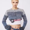 Minga London Drea Blue Extreme Cropped Cardigan | Knitwear