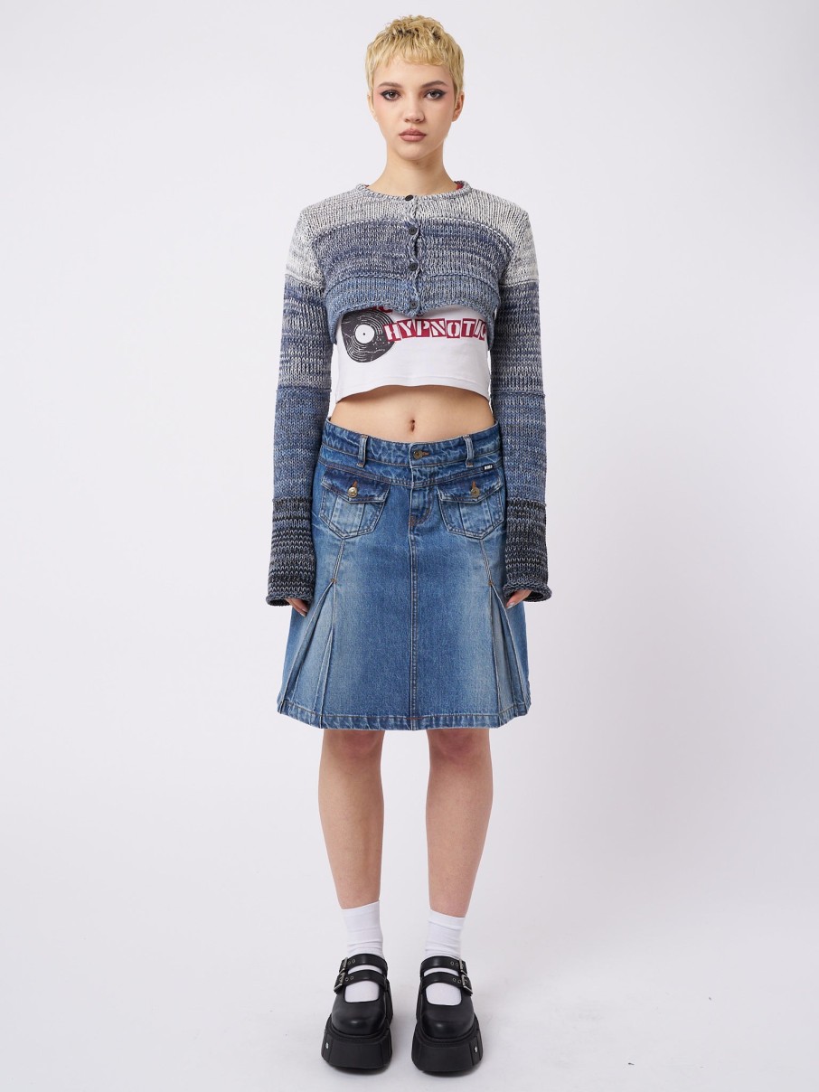 Minga London Drea Blue Extreme Cropped Cardigan | Knitwear