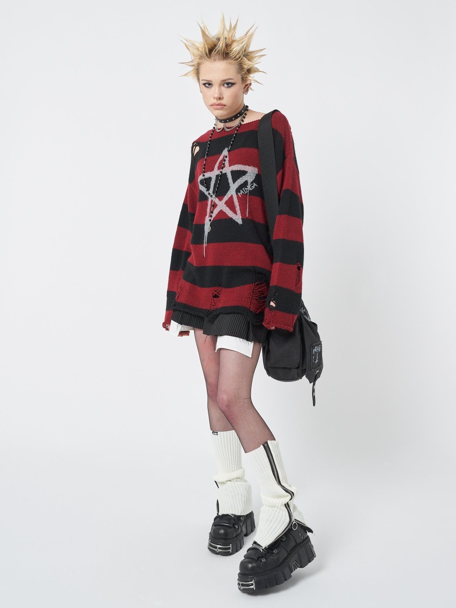 Minga London Pentagram Star Striped Knit Jumper | Knitwear