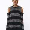 Minga London Curtis Black Grey Striped Knit Jumper | Sweaters & Hoodies