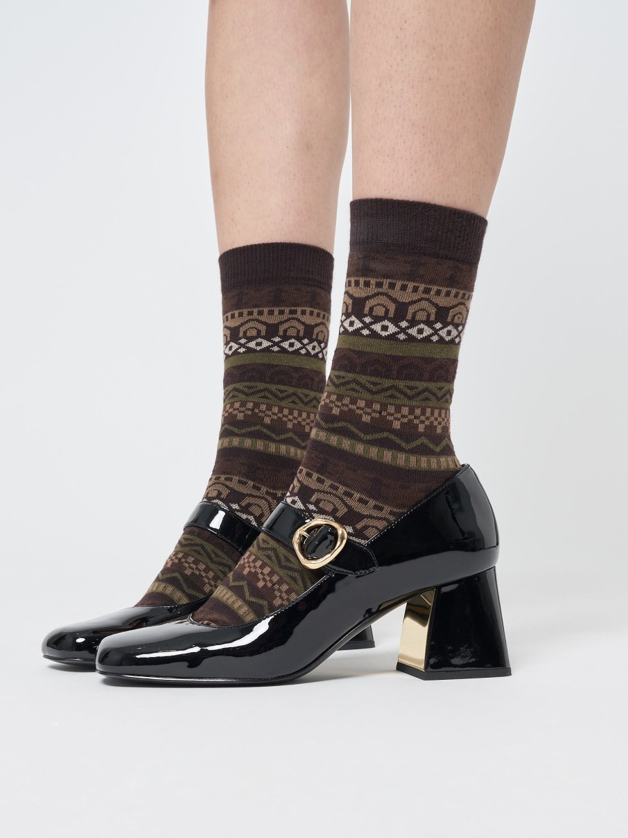 Minga London Grandma Jacquard Knit Socks | Accessories