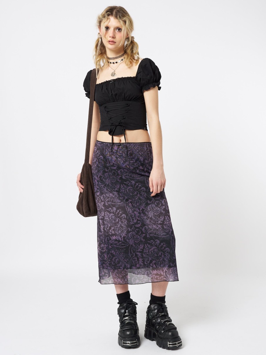 Minga London Dark Renaissance Midi Mesh Skirt | Bottoms