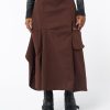 Minga London Lexi Brown Tech Cargo Maxi Skirt | Bottoms