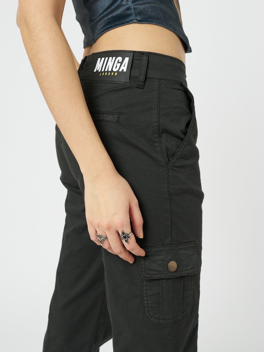 Minga London Eve Black Y2K Cargo Pants | Bottoms