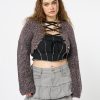 Minga London Arabella Mauve Knitted Lace Up Cardigan | Jackets & Cardigans