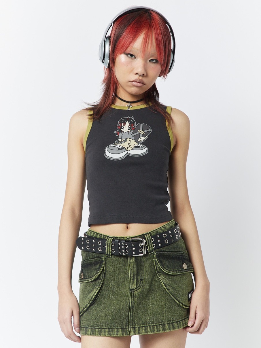 Minga London Skater Girl Graphic Ringer Vest Top | Tops & T-Shirts